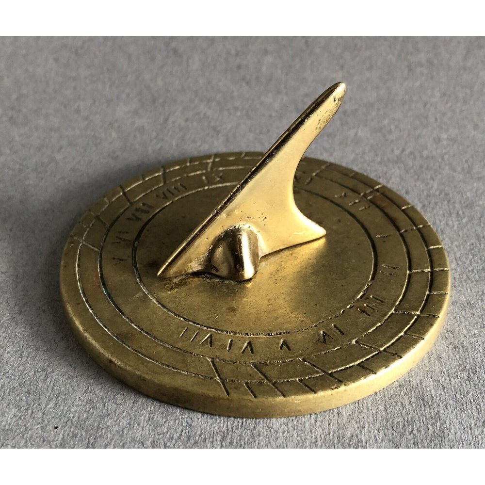 Vintage Solid Brass Sundial Paperweight 3 1/4"